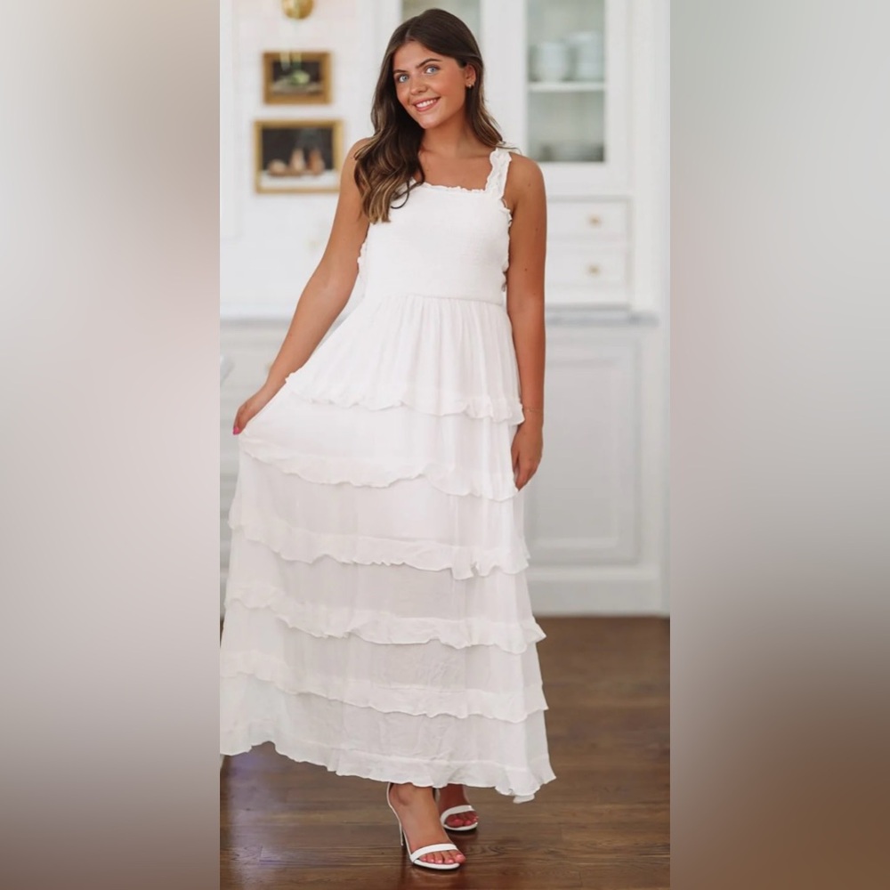 Hazel & Olive “Slice of Heaven” White Maxi Dress